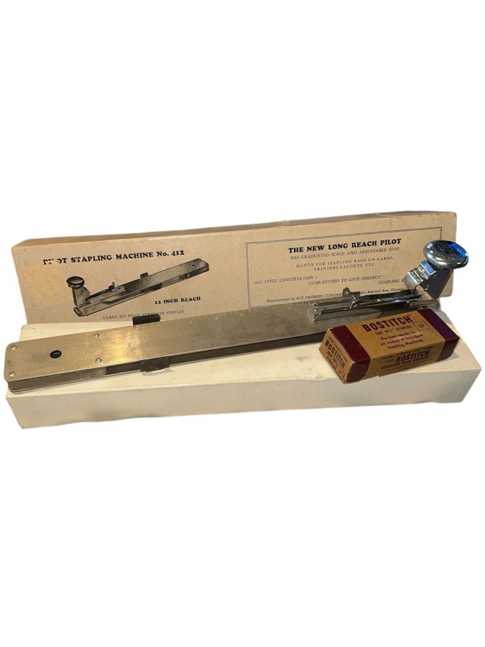 Vintage Long Reach PILOT Stapler In Original Box